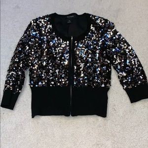 Black sequin zip front jacket - worn maybe once!